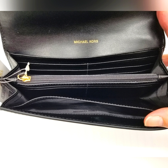 NWT Michael Kors Black Large Travel Carryall Leather Wallet Billfold Coin - Picture 11 of 13